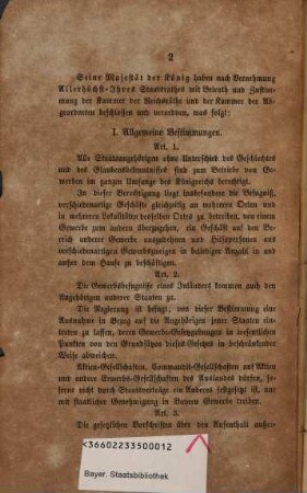 Gesetz [vom 30. Januar 1868,] "das Gewerbswesen betr." : [Kopftitel.]