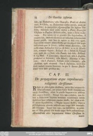 Cap. II. De propagatione atque impedimentis religionis christianae.