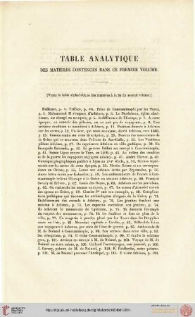 Table analytique des matières