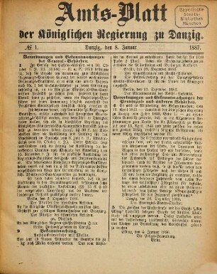 Amtsblatt der Regierung zu Danzig. 1887