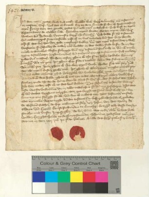 Testament des Lüneburger Bürgers Albert Kok, besiegelt durch die Ratsmannen Johan van der Molen senior und Hermen Cruse.