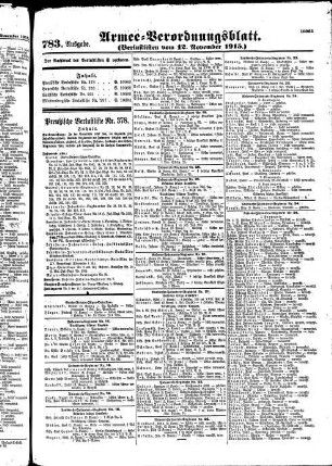 783. Ausgabe. Freitag, 12. November 1915