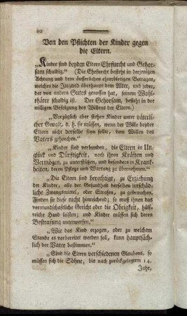 Von den Pflichten der Kinder gegen die Eltern.