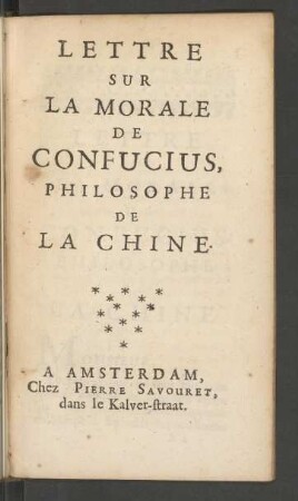 Lettre Sur La Morale De Confucius