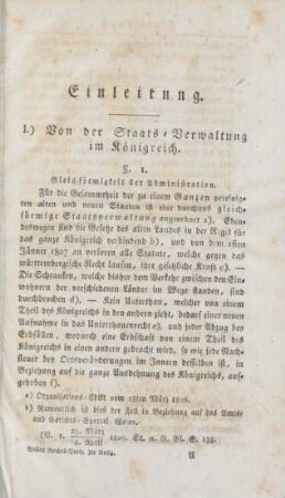 I.) Von der Staats-Verwaltung im Königreich