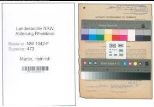 Entnazifizierung Heinrich Martin , geb. 09.04.1905 (Zollbeamter)