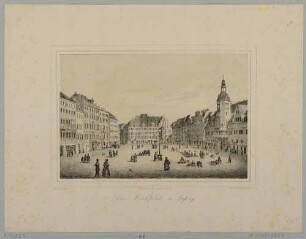 Der Markt in Leipzig von Süden, rechts das Alte Rathaus