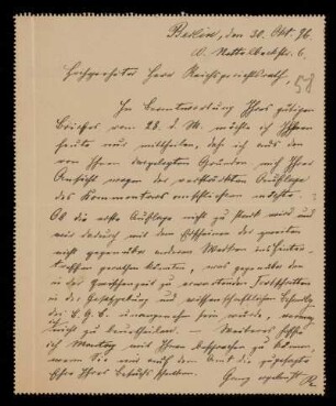 58: Brief von Friedrich Ritgen an Gottlieb Planck, Berlin, 30.10.1896