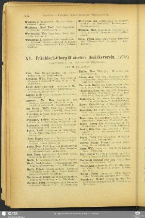 XV. Fränkisch-Oberpfälzischer Bezirksverein.