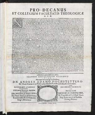 Pro-Decanus Et Collegium Facultatis Theologicae L. S. D.