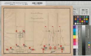 Herdecke (Herdecke) Ruhrbrücke Baggermaschine Ansichten, Grundrisse 1813 1 m = 5,2 cm 30 x 44 kol. Zeichnung Borgemeister KSA Nr. 941a