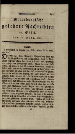 21. Stück, den 12. März, 1783.