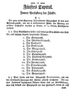 Fünftes Capitul. Innere Verfaßung der Zünfte.