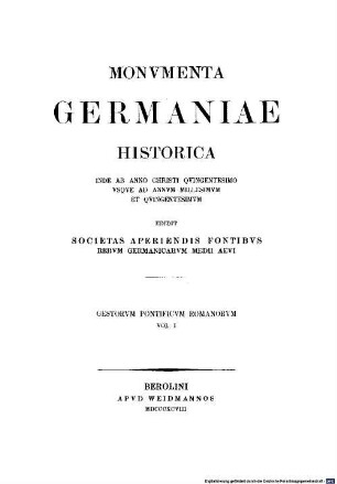 Monumenta Germaniae Historica. 1, Liber pontificalis ; Pars 1