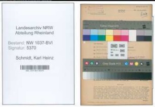 Entnazifizierung Karl Heinz Schmidt , geb. 21.03.1896 (Versich.Angestellter)