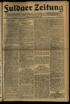 Erste Ausgabe vom Samstag, den 25. Januar 1913.