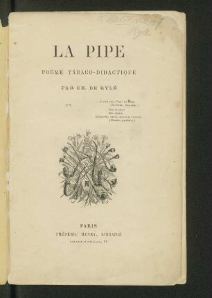 La Pipe : poeme tabaco-didactique