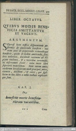 Liber Octavus. Quibus Modis Beneficia Amittantur Et Vacent