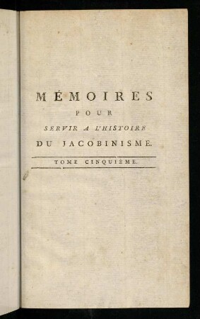 1-158, Memoires Pour Servir A L´Histoire
