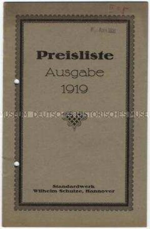 Preisliste über Dreschmaschinen