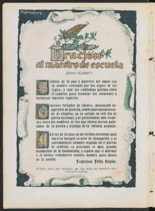 Oración al maestro de escuela