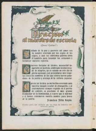 Oración al maestro de escuela