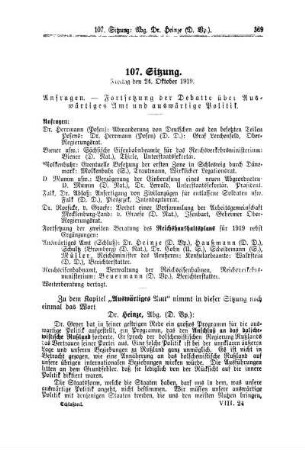 107. Sitzung. Freitag den 24. Oktober 1919
