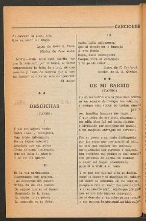 De mi barrio : (Tango)