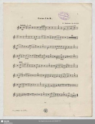 Ehre sei Gott in der Höhe! : Motette für Männerstimmen mit willkührlicher Begleitung von 2 Hörnern und 3 Posaunen; Op. 36. No. 3