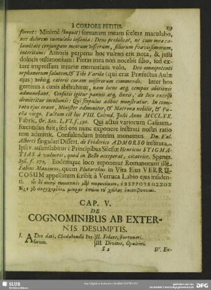 Cap. V. De Cognominibus Ab Externis Desumptis