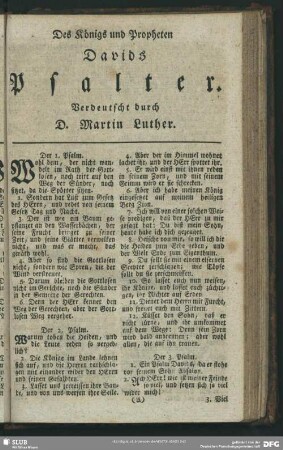 Des Königs und Propheten Davids Psalter$hVerdeutscht durch Martin Luther