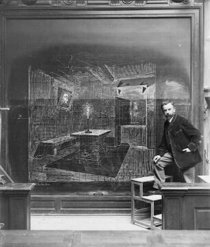 Professor Max Kleiber beim Unterricht (Architektur, Perspektive) an der königlich bayerischen Akademie der bildenden Künste in München