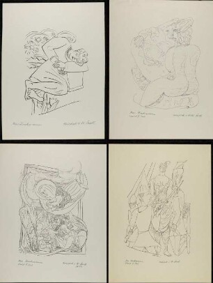 Mappe mit 14 Probedrucken von Reproduktionen nach Max Beckmanns Illustrationen zu "Faust II"