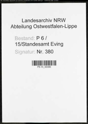 Sterberegister Standesamt Lünen-Eving