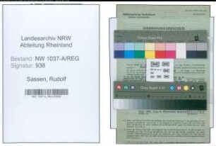 Entnazifizierung Rudolf Sassen , geb. 01.05.1889 ()