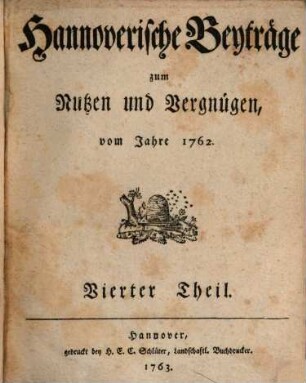 Hannoverische Beyträge zum Nutzen und Vergnügen : vom Jahre .... 4. 1762