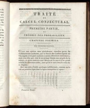 Première Partie ou Théorie des Probabilités.