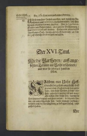 Der XVI. Titul.