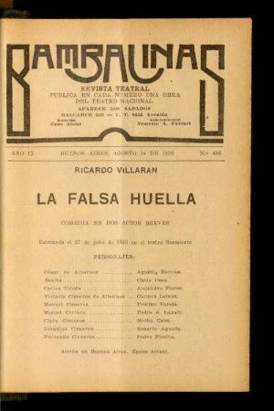 La falsa huella : comedia en dos actos breves