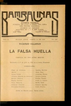 La falsa huella : comedia en dos actos breves
