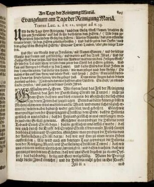 Evangelium am Tage der Reinigung Mariä.