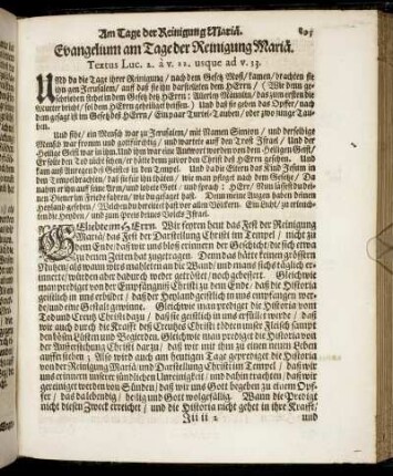 Evangelium am Tage der Reinigung Mariä.