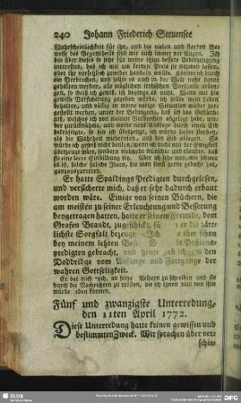 Fünf und zwanzigste Unterredung, den 11ten April 1772