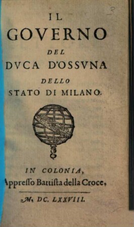 Il governo del duca d'Ossuna : dello stato di Milano