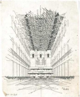 Döllgast, Hans; München; Basilika St. Bonifaz, Umplanung - Innenraum (Perspektive)