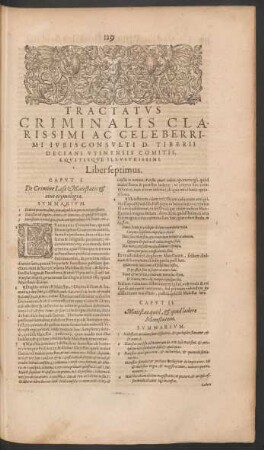 Tractatus Criminalis ... Liber septimus.