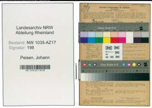 Entnazifizierung Johann Peisen , geb. 22.04.1898 (Versandleiter)