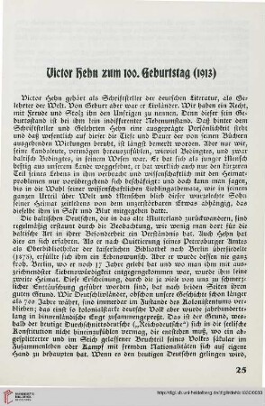 Victor Hehn zum 100. Geburtstag (1913)