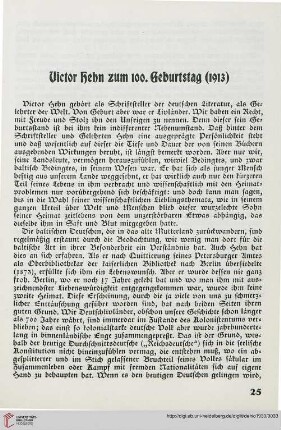 Victor Hehn zum 100. Geburtstag (1913)