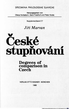 České stupňování = Degrees of comparison in Czech